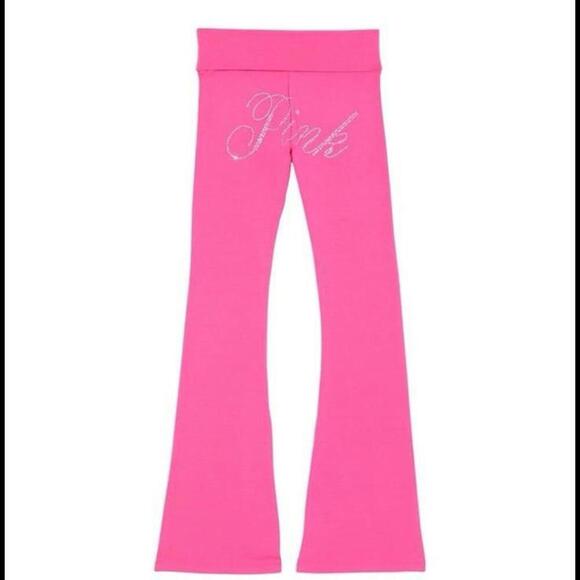 COPY - Y2K Victoria’s Secret PINK VS Bling Cotton Foldover Flare Leggings - Picture 2 of 4
